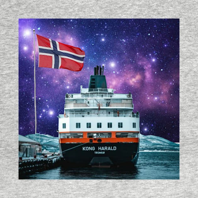 Norwegian Cruise Ship Hurtigruten  Under A Starry Sky And Milky Way by Courage Today Designs